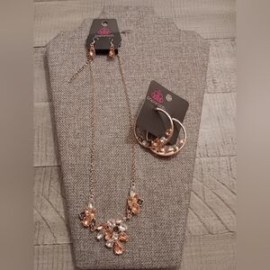 Paparazzi Rose Gold and Silver Necklace Set